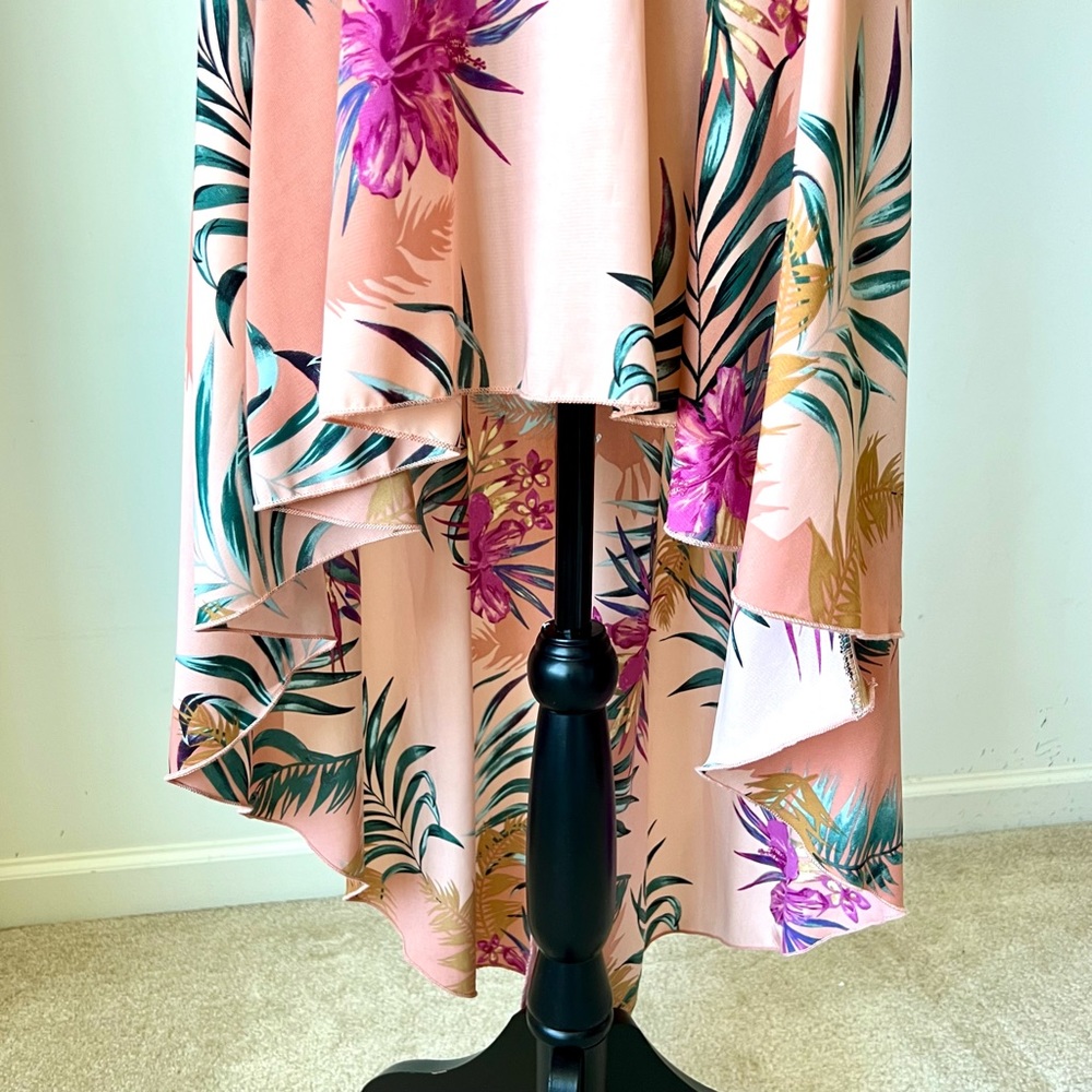WINDSOR Tropical Lace Back High Low Deep V-Neck Dress—SZ. Small - Picture 8 of 16